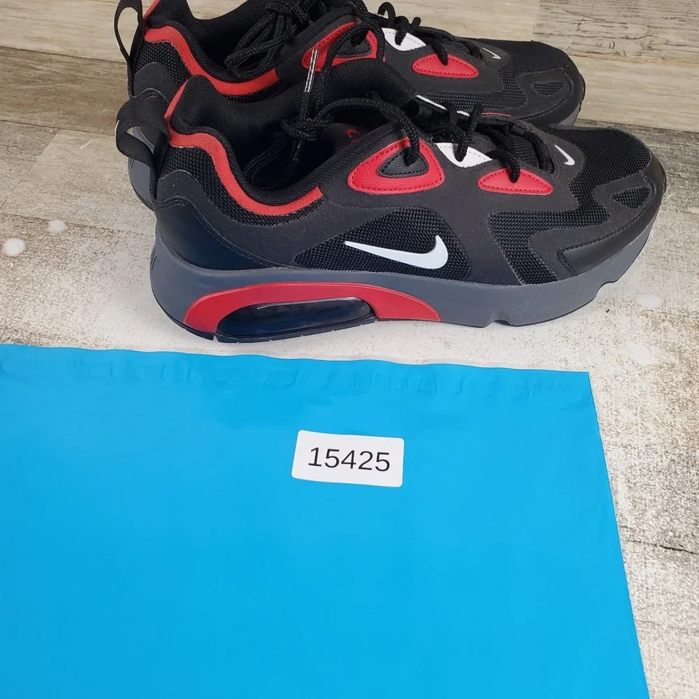 Nike Air Max 200 Mens Shoes Sz 8 Athletic Black University Red Lace Up Sneakers